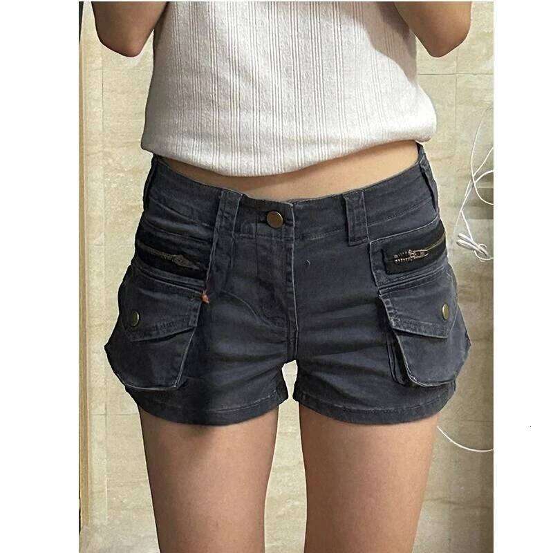 Sexy Vintage Denim Shorts Women Y2k Gyaru Blue Low Waist Short Pnats Female Punk Retro Summer Streetwear Jeans Trousers Slim Up XJ260306