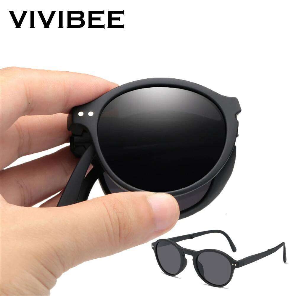 VIVIBEE Women Square Folding Sunglasses 2025 Trending Product Black UV400 Spring Hinge Eyewear Men Retro Mirror Red Sun Glasses Z260306