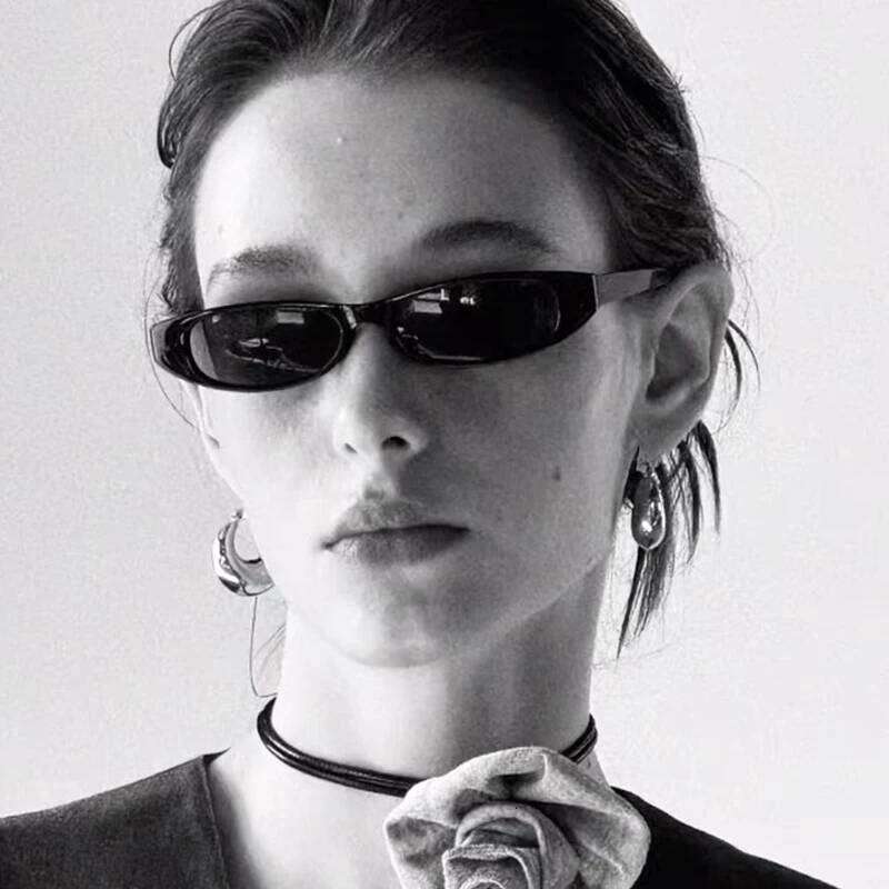 Popular Small Narrow Cat Eye Sunglasses Women Men's Luxury Brand Black Red Sun Glasses Retro Tiny Rectangle Candy Shades Z260306