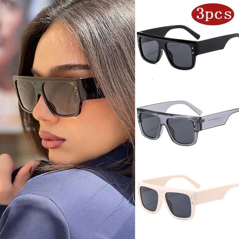 1/3pcs Classic Square Frame Sun Glasses Wide Leg Design Fashion Eyeglasses Women Rice Nail New Sunglasses Female Z260306