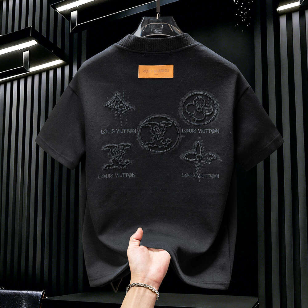 European Station Trendy Brand Light Luxury High-End Embroidered Short Sleeve T-Shirt Men 2026 Summer New Fashion Round Neck Versatile Top Luanyun Luan