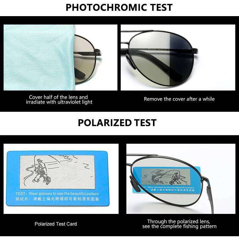 Photochromic Polarized Sunglasses Men Women Classic Pilot Chameleon Sun Glasses Fashion Change Color Fishing Eyeglasses Z260306
