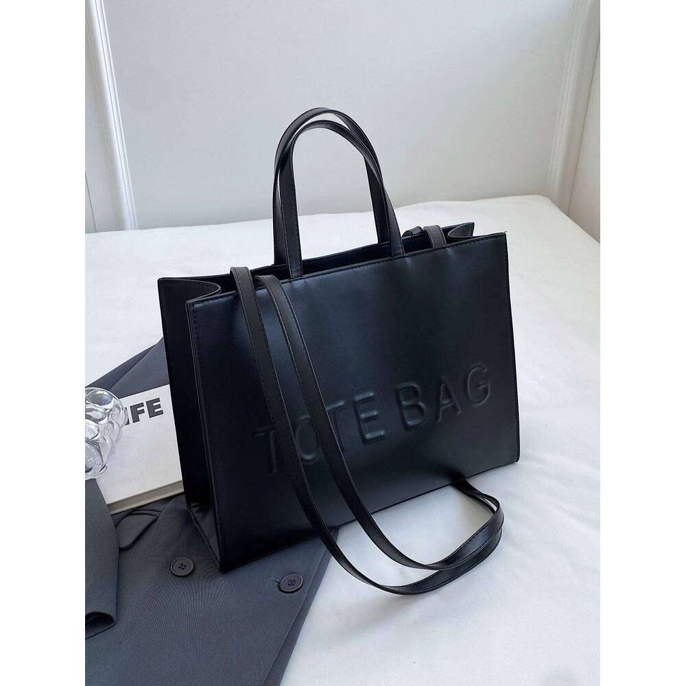 Large Capacity Fashionable Tote With Letter Print Fashion Solid Color Simple Crossbody Women Casual Handbag Shoulder Bag XJ260306