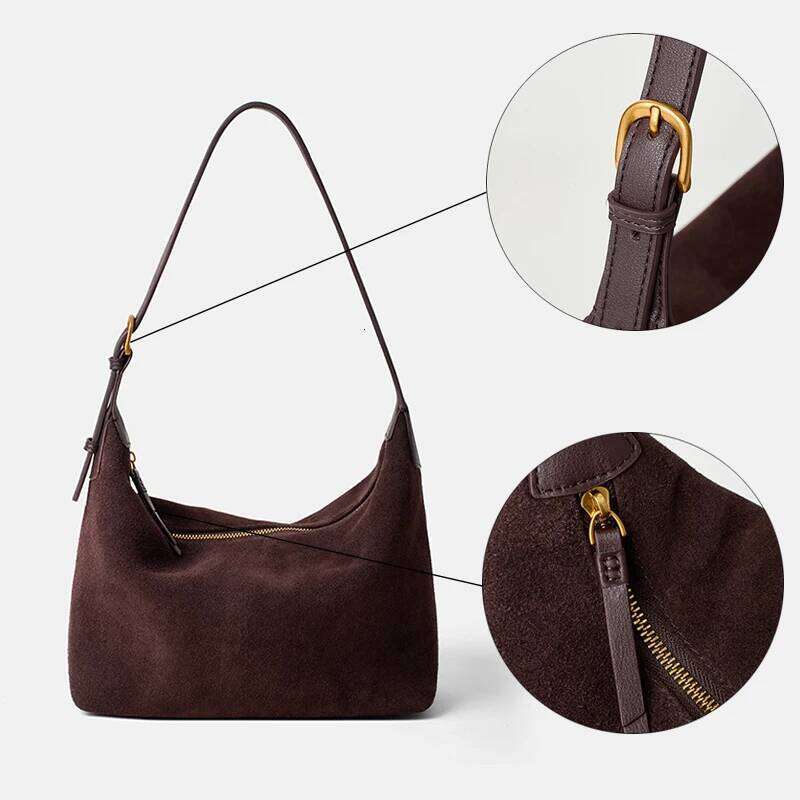 FW New Styles Vintage Women's Chamois Leather Shoulder Simple Commuting Crossbody Hobo Bag For Women Shopping XJ260306