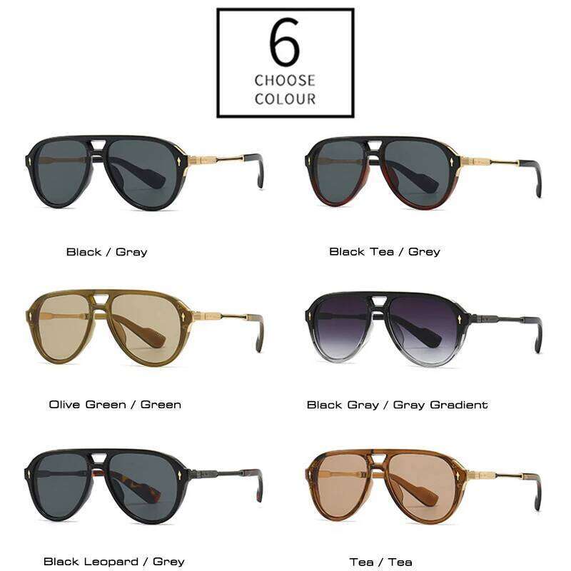 SHAUNA Retro Double Bridges Pilot Men Sunglasses Fashion Brand Shades UV400 Trending Rivets Women Luxury Sun Glasses Z260306