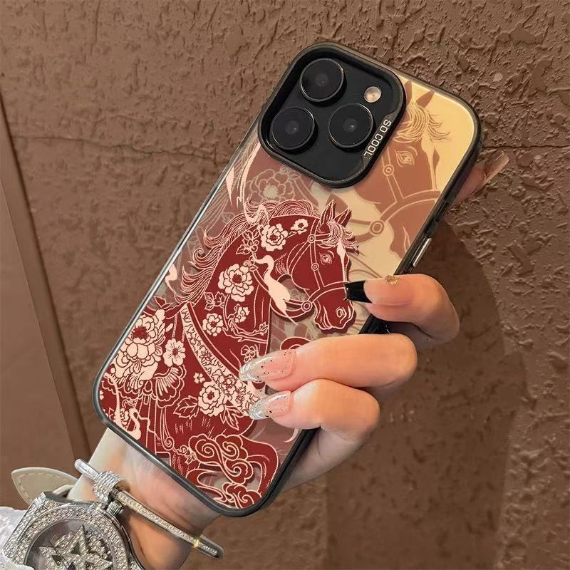 Paper-cut Pegasus phone case suitable for Apple 17, iPhone 16 Pro Max, new models 15 Pro/14/13/12, Year of the Horse