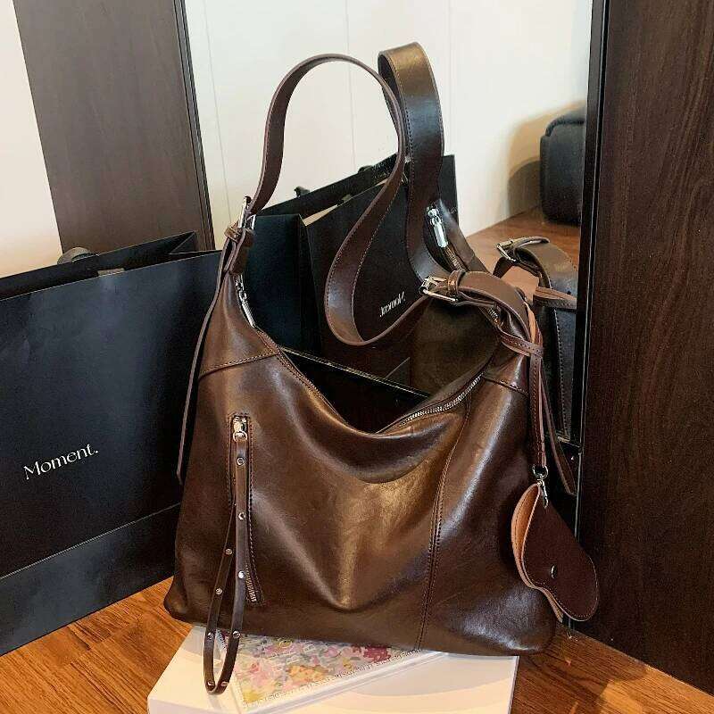 New Versatile Texture Vintage Shoulder for Women Large Capacity Tote Bag Fashion Casual Office Commuter Storage Bags XJ260306