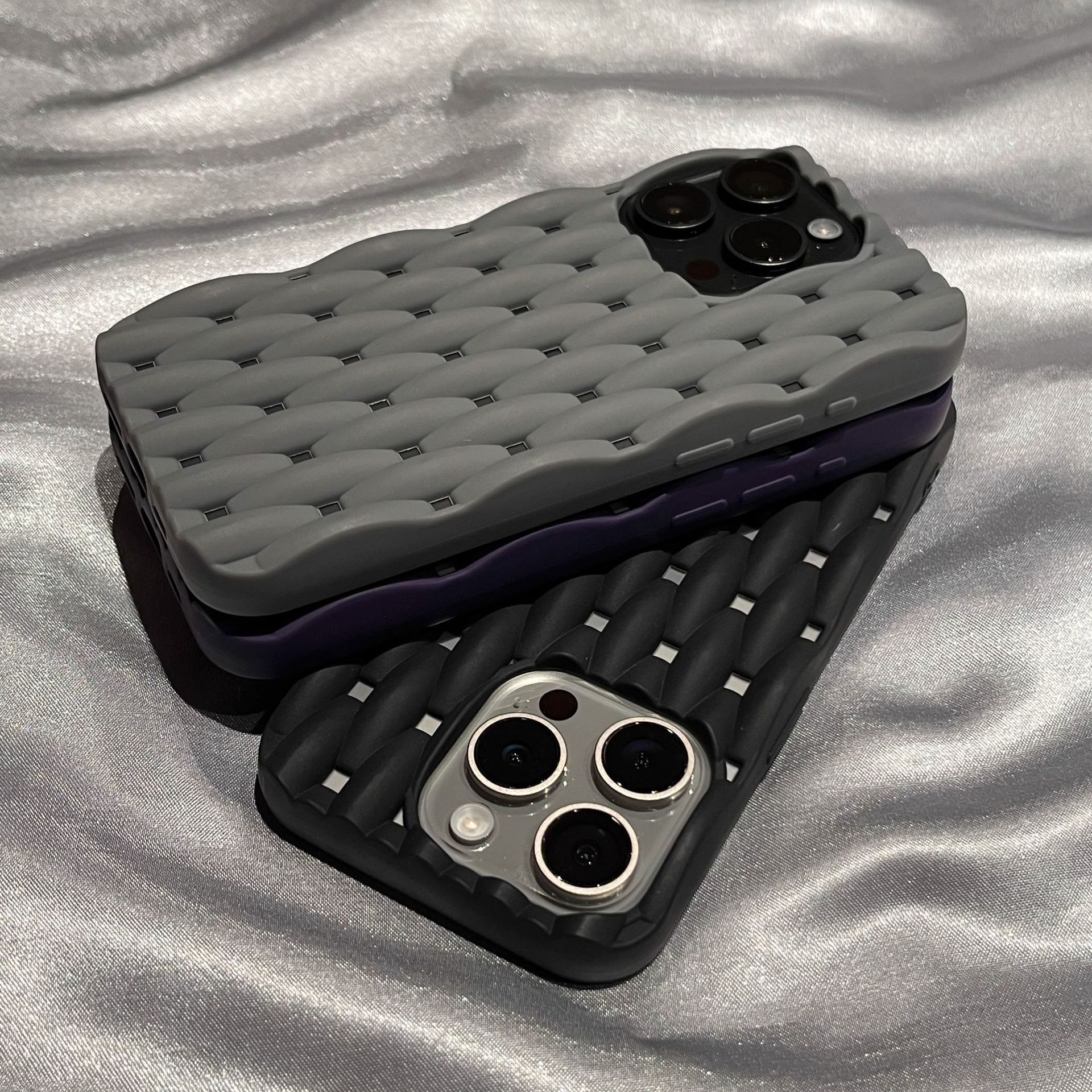 Summer cooling textured pattern suitable for iPhone 17 Pro Max matte phone case, Apple 16 full-cover silicone soft case