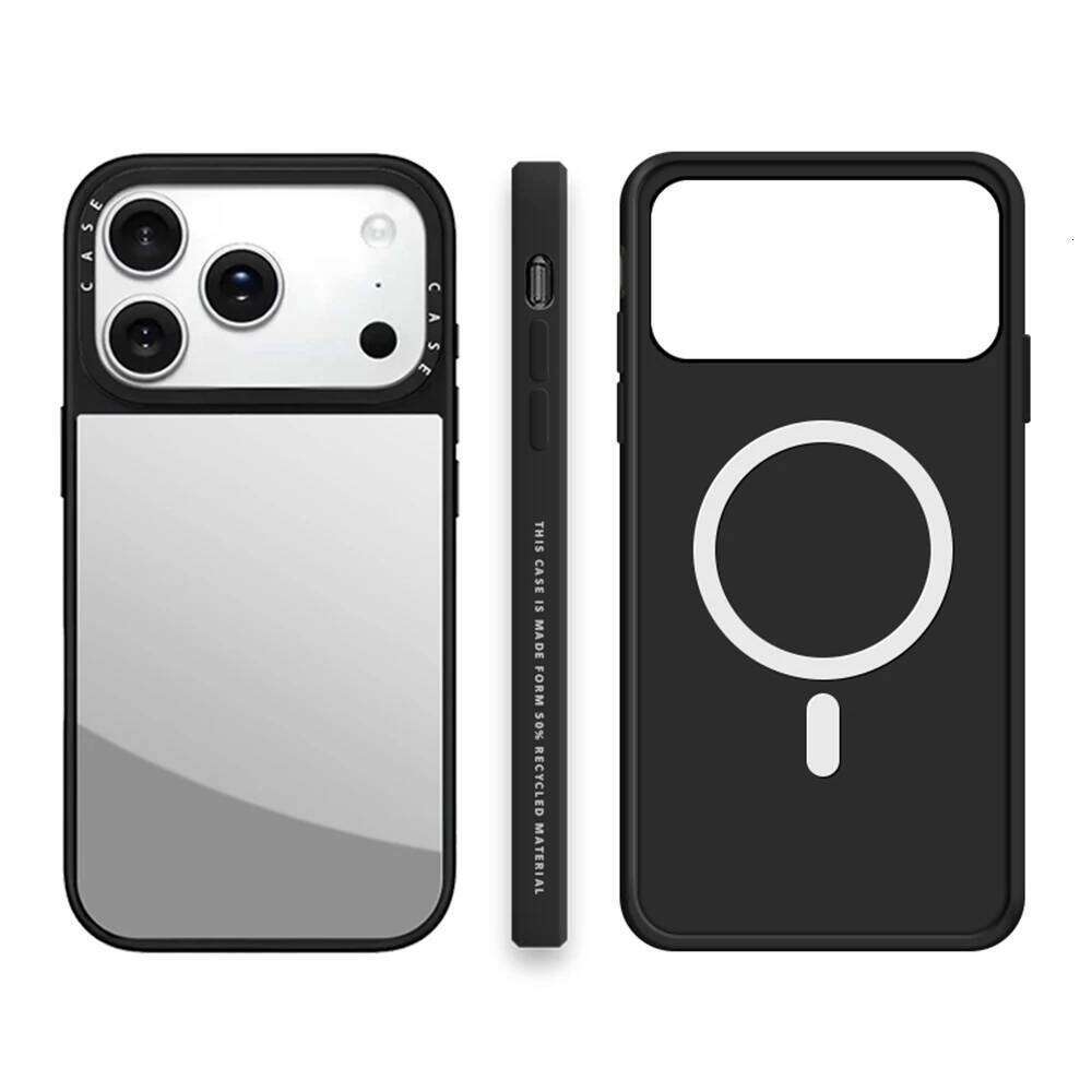 Simplicity Phone Case For iPhone 17 16 14 13 15 Pro Max Magnetic Wireless Charging Makeup Mirror Cover H260305