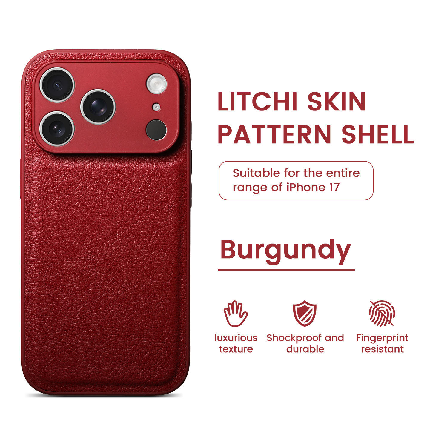 Apple 17pm Phone Lychee Compatible Leather Texture Two-in-One iPhone 14 Pro Skin Protective Case 15/16