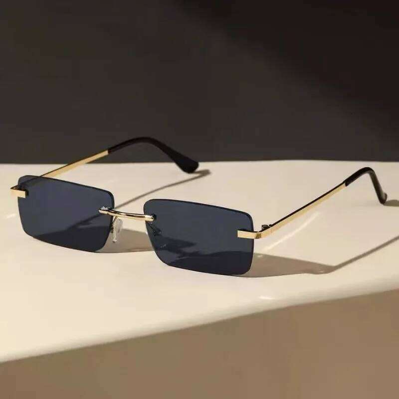 New Retro Men Square Frame Rimless Sunglasses Outdoor Beach Party Sun Glasses Fashion Women's Sunshade Eyewear Z260306