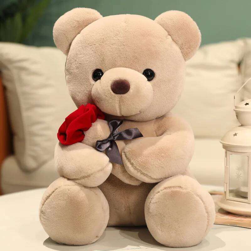 New cartoon rose teddy plush toys for girls Valentine's Day gift bear pillow R260908 - view 7