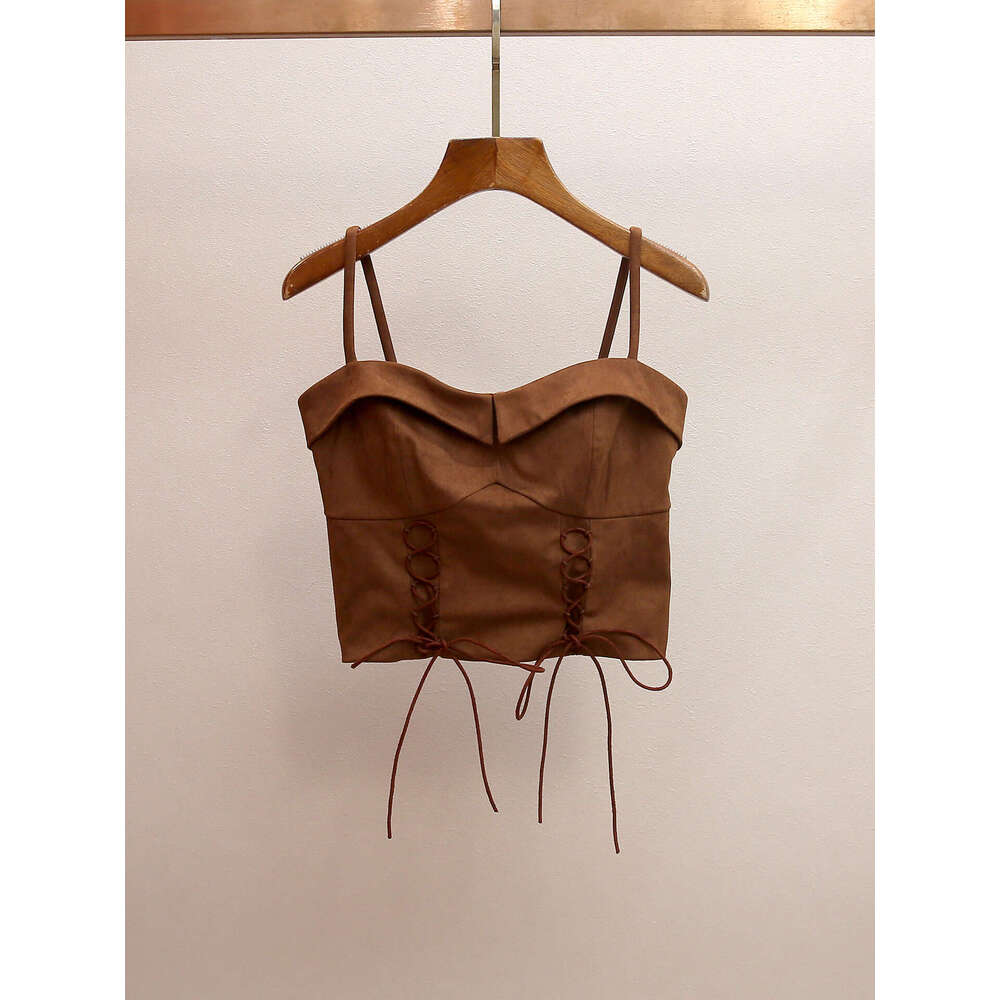 2026 designer high-end women's clothing spring new style spicy girl style retro A12 lace up ruffle edge irregular women's T-shirt set