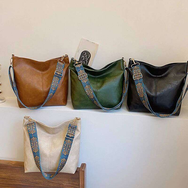 Large Capacity Women New Shoulder Retro Versatile Broadband Crossbody Tote Geometric Strap Hobo Bag Shopping Handbag XJ260306