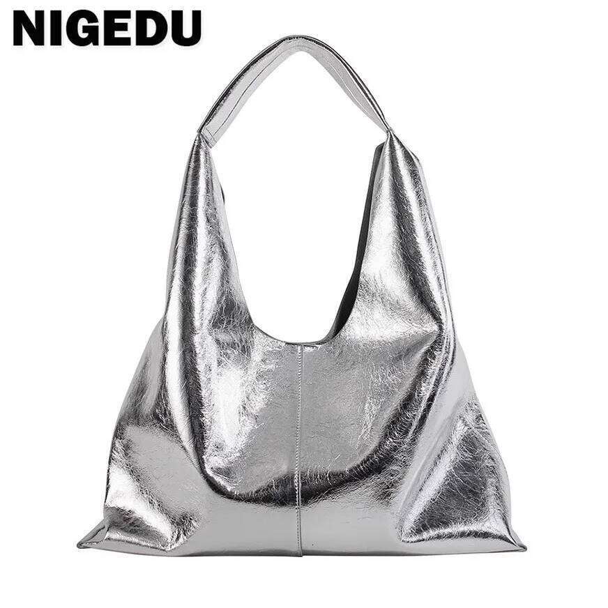 Fashion Silver Women shoulder Large brand design ladies Hobos handbags PU Leather Big Totes Commuting female Armpit bag bols XJ260306