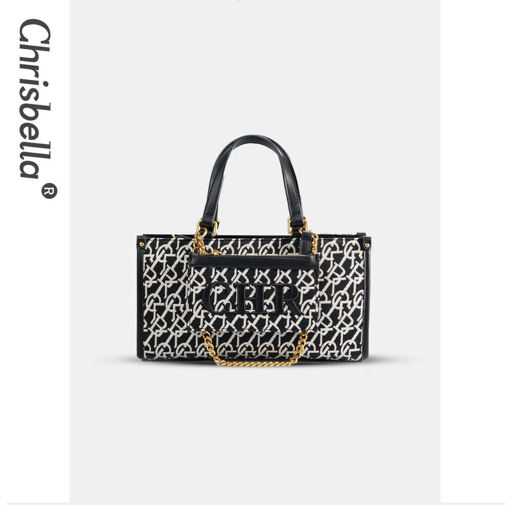 Luxury Monogram Tote Bag - Large Top Handle Bag with Chain Strap & Letter Logo for Women SENYY