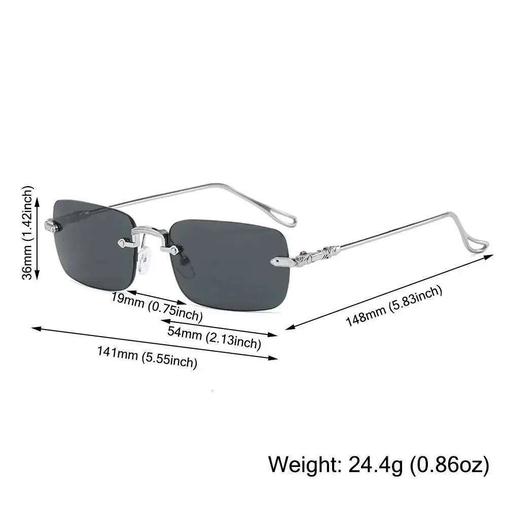 Rimless Rectangle Sunglasses Men Women 2025 Fashion New in Vintage Shades Eyewear Brand Design Ocean Lenses Sun Glasses Z260307