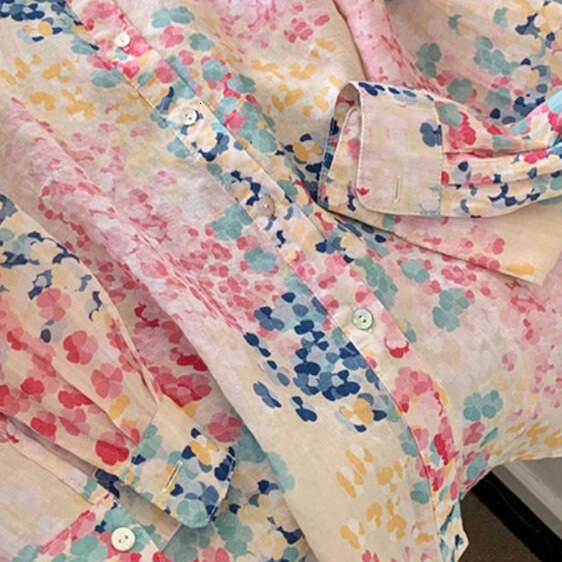 2026 Spring/Summer Designer Color Printed Long Sleeve Shirt Jacket Women's Top Loose Casual