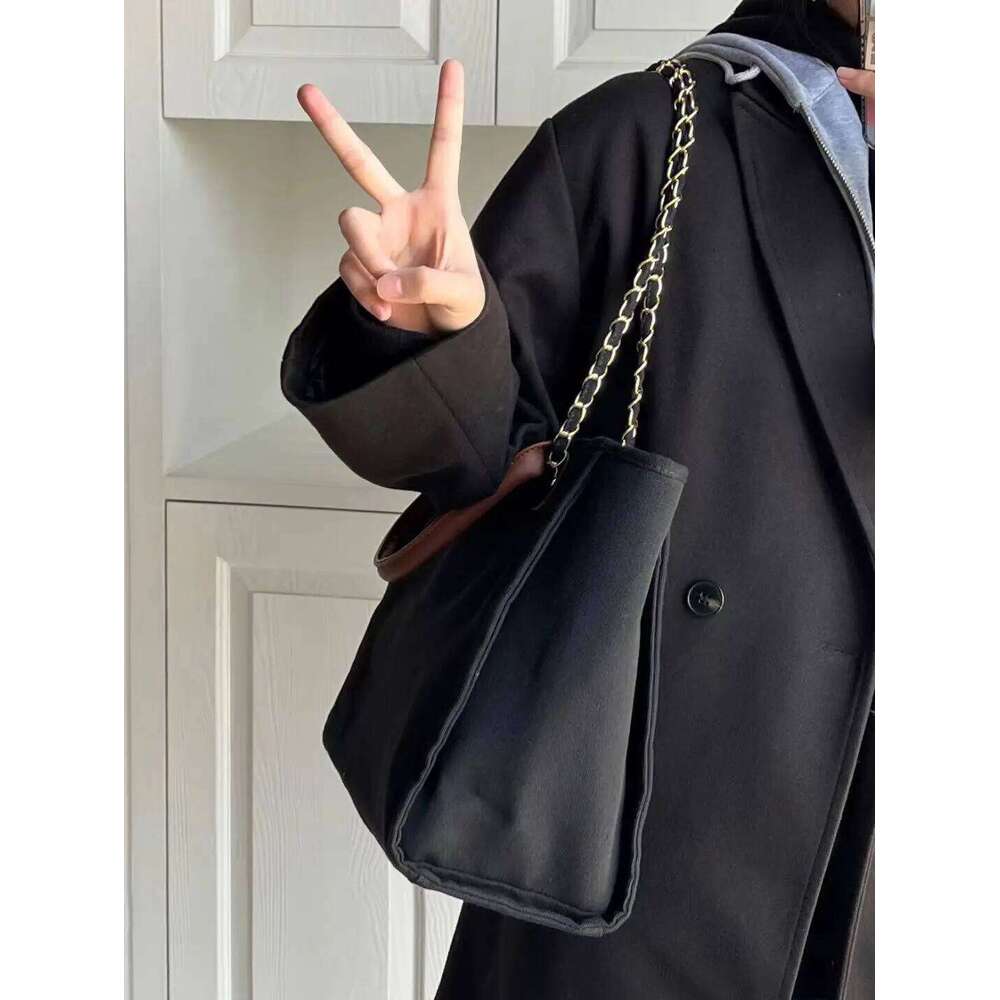 JIAERDI Retro Large Capacity Black Tote Women Autumn Vintage Canvas Casual Handbag Female Harajuku Aesthetic Shoulder Bag XJ260306