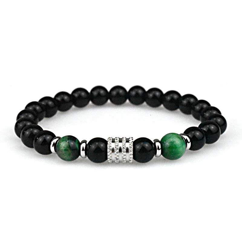 Luxury Brand Designer Jewelry European And American Ins Stainless Bracelet Steel 10mm Natural Stone Bracelet Tiger Eye Obsidian Men's Bracelet