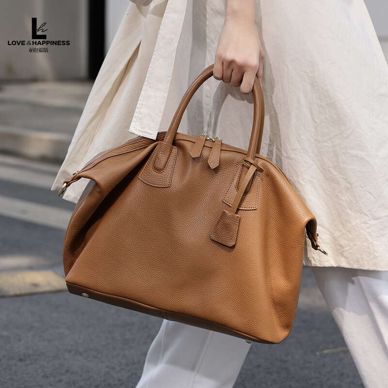 New Euro Fashion Designer High-end Huge Tote Soft Natural Cow Leather Women's Handbag Large Capacity COWSKIN Duffle Bag SENYY