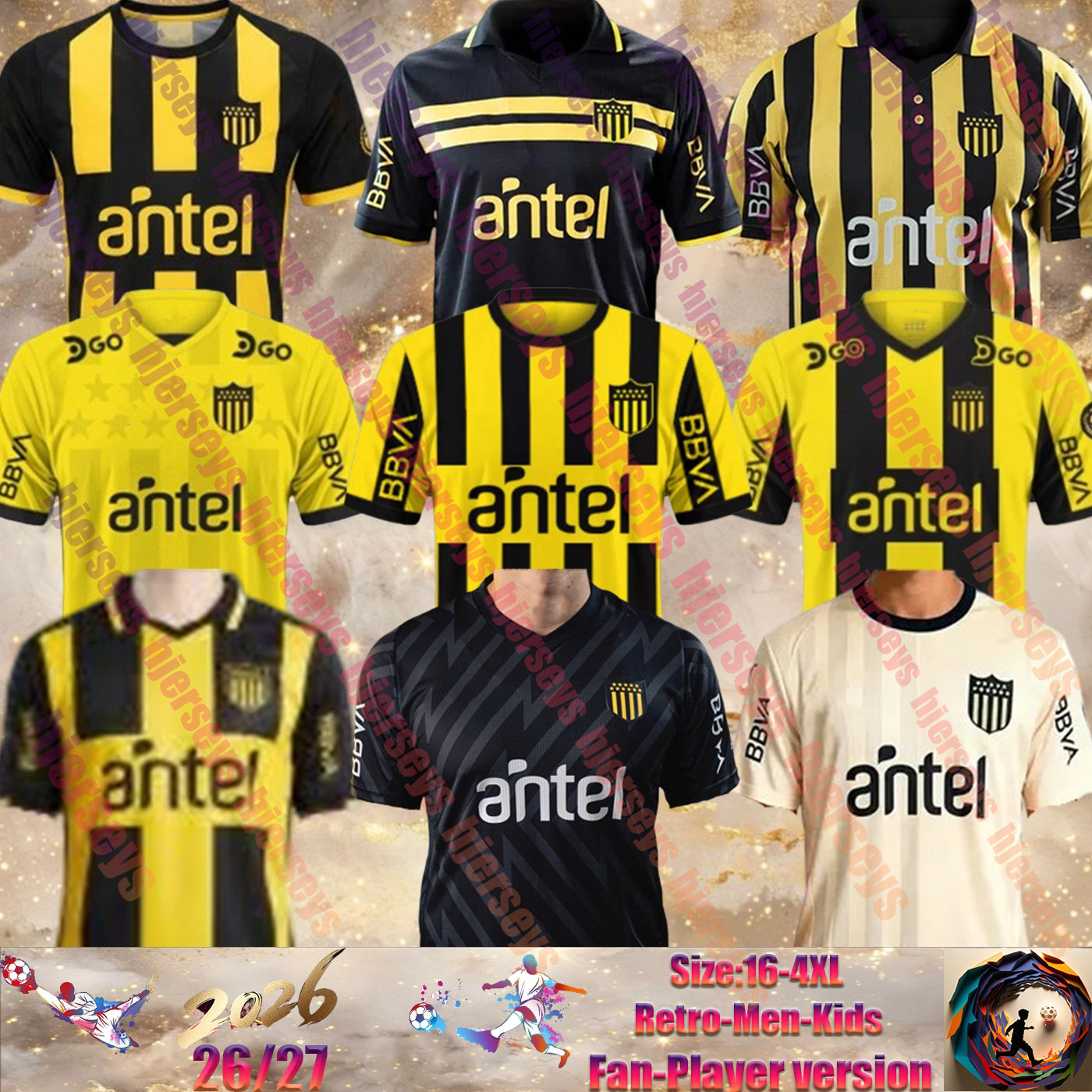 2026 2027 Penarol Soccer Jerseys Home jerseys MILANS MENOSSE 24 25 26 27 Atletico Penarol C.RODRIGUEZ SANCHEZ AREZO AREZO Gargano Men football shirts kids uniform kit
