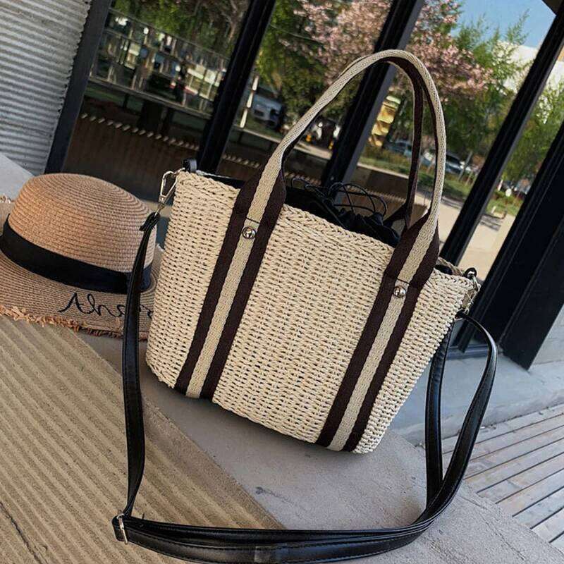 Summer Handmade Woven Bags for Women, Straw Beach Rattan Knitted Handbags Totes Bohemia Ladies Basket Crossbody Shoulder Bag XJ260306
