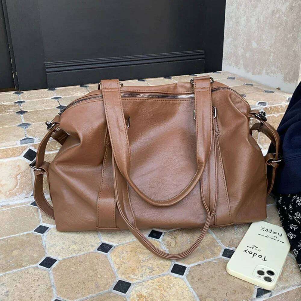 Capacity Black Shoulder Bags For Women Large Shopper Solid Color Soft Leather Crossbody Handbag Lady Travel Tote Bag XJ260306