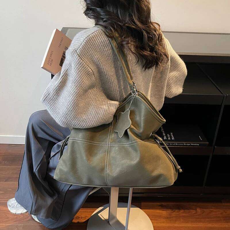 LEFTSIDE PU Leather Tote Bag Women Top Handle Purse with Contrast Stitching Female Shoulder Handbag Work Bags for Daily Use XJ260306