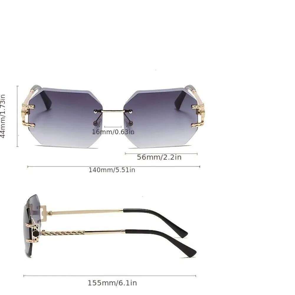 Vintage Rimless Hip Hop Style PC Frame Polygon Design UV400 Protection Geometric Sunglasses Unisex Z260306