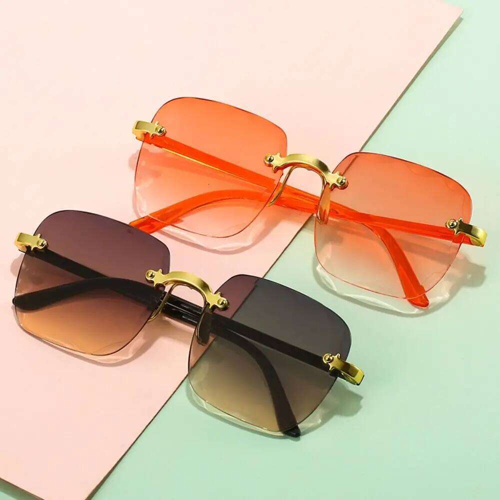 Fashion UV400 Rimless Vintage Gradient Sunglasses Ladies Eyeglasses for Summer Z260306