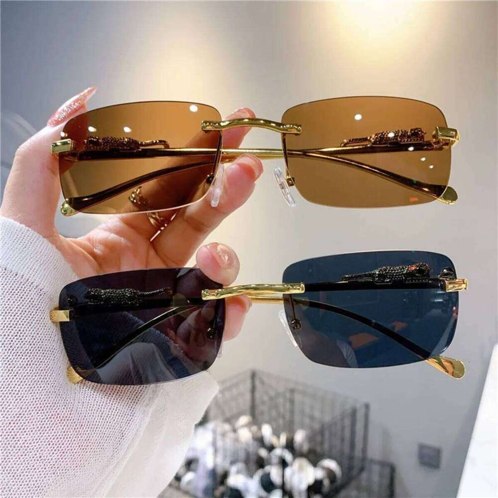 New Frameless Square Sunglasses Fashion Personalized Leopard Sun Glasses Women Fashionable Eyewear Outdoor Travel Gafas de sol Z260306