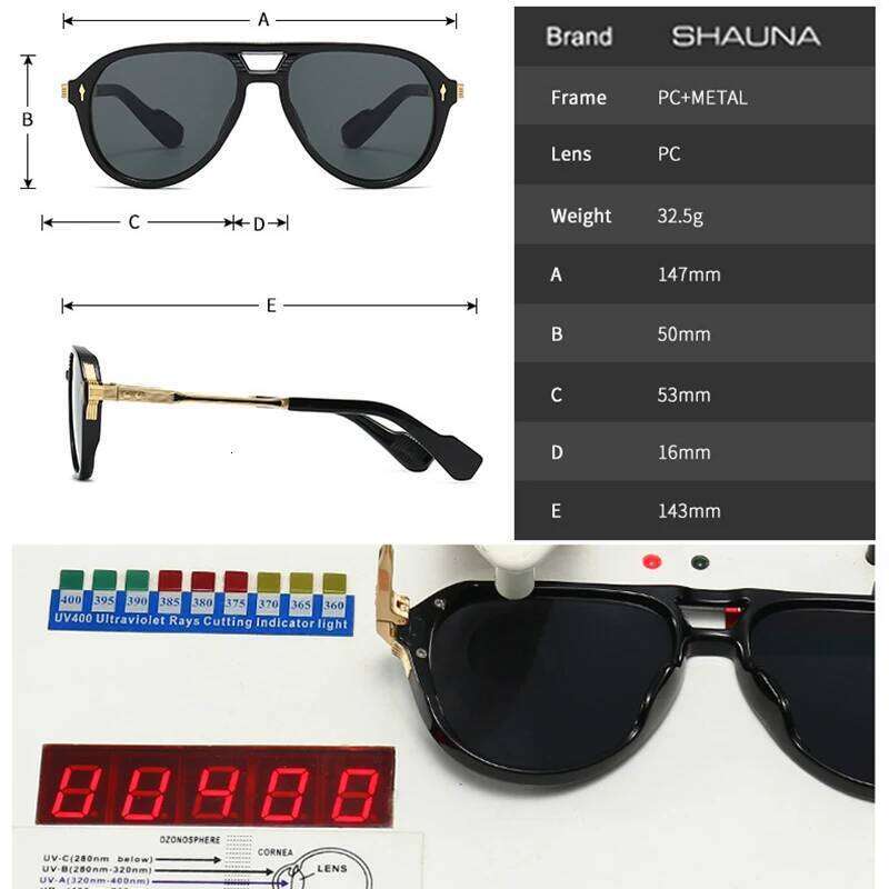 SHAUNA Retro Double Bridges Pilot Men Sunglasses Fashion Brand Shades UV400 Trending Rivets Women Luxury Sun Glasses Z260306