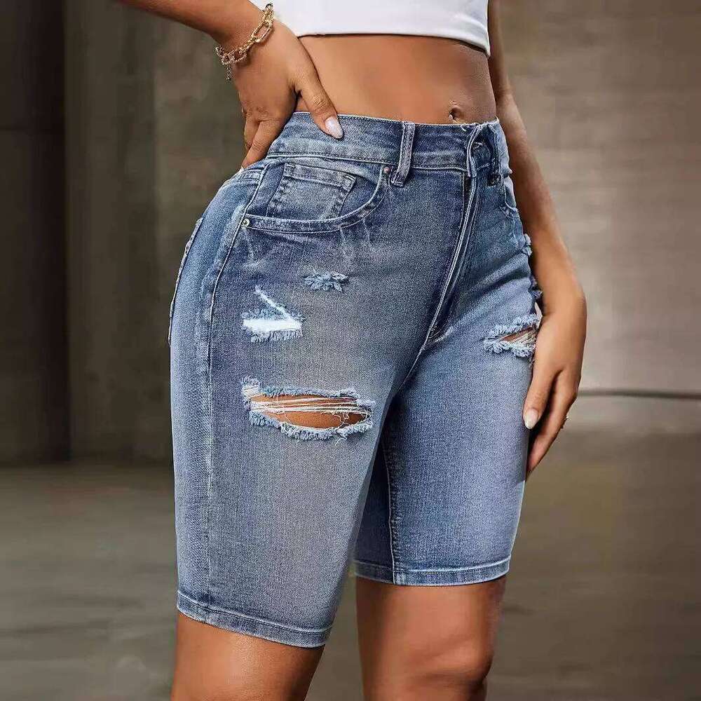 NewJeans Shorts Women Denims Hole Slim Fit Washed Distressed Pockets Casual Ladies Sheath Short Pants Streetwear 2026 XJ260306