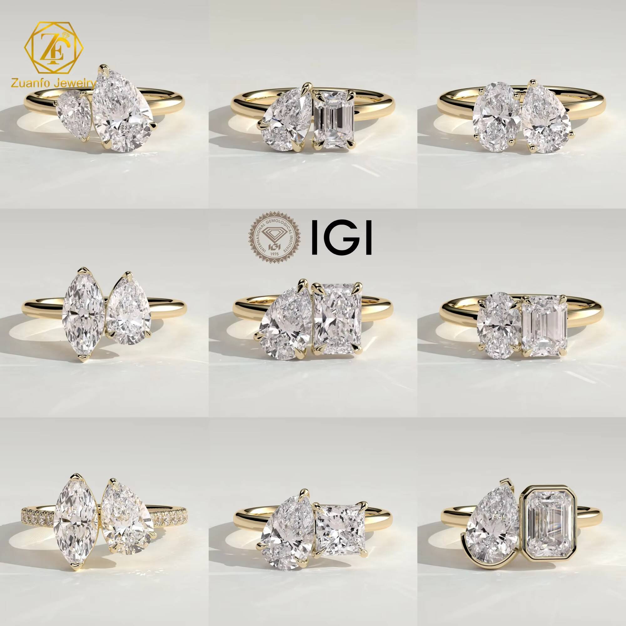 Custom Wedding Engagement Ring IGI CVD HPHT Lab Grown Diamond 10K 14K 18K Solid Gold White Gold Rings Jewelry for Wedding