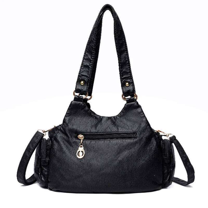 Vintage PU Leather Shoulder Bag Multi Pocket Handbags for Women Casual Large Capacity Girl Retro Designer Crossbody Hobo Bags XJ260306
