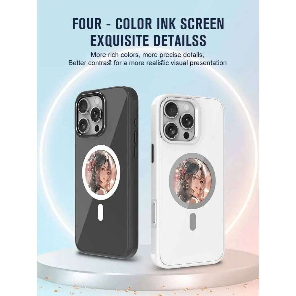 2.53 inches E-ink phone case photos HD Display Wireless transmission DIY screen for iphone 16/15/14/13 Round Support H260305