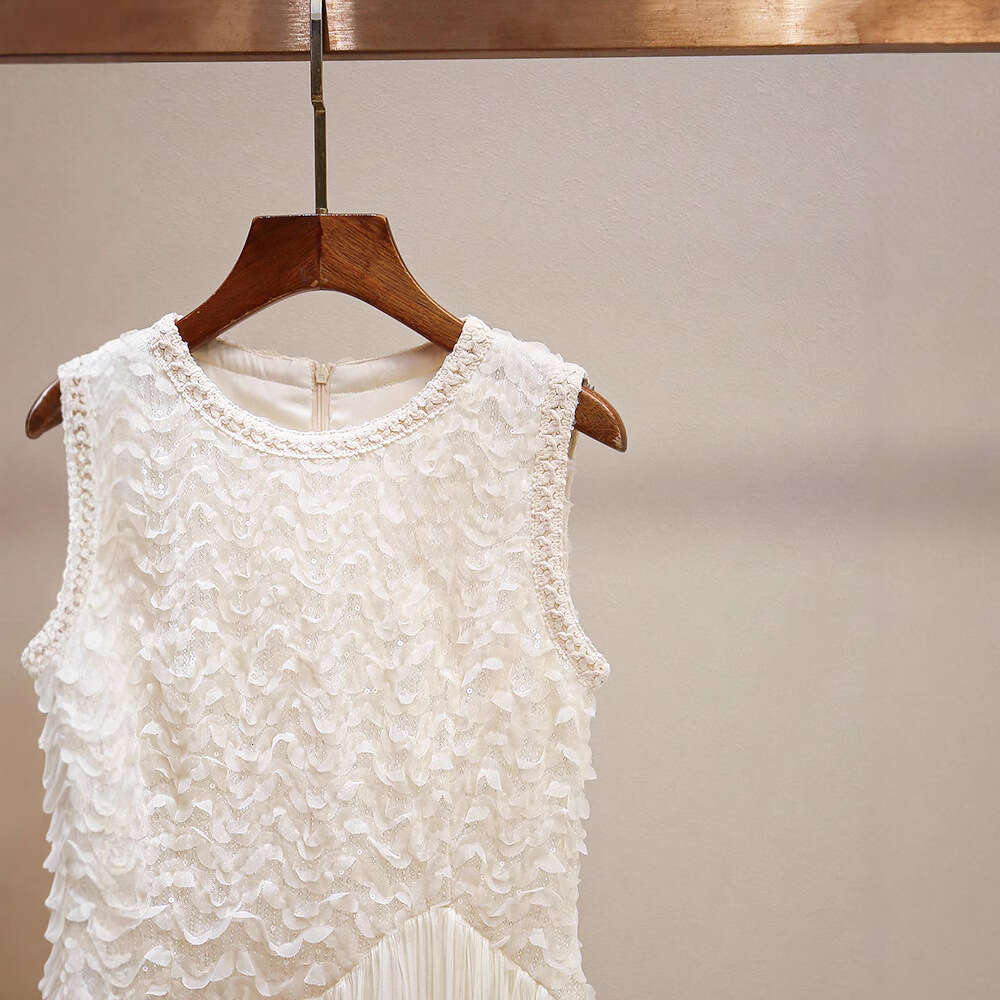 2026 designer high-end women's summer new style French chic thick sequined sleeveless vest skirt