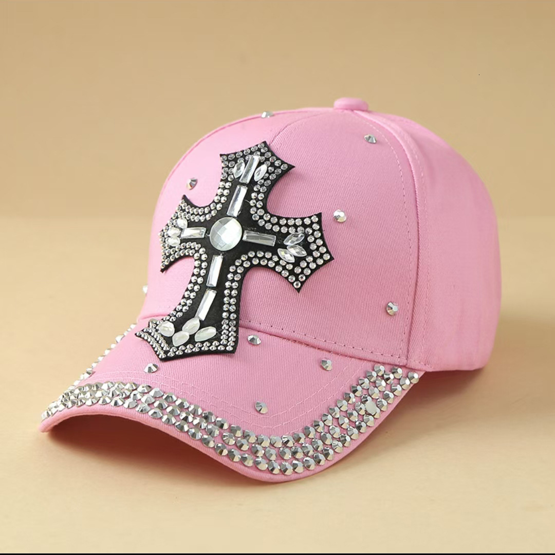 2026 New Designer Luxury Brand Diamond-encrusted Cross Baseball Cap Made Of Pure Cotton With Curved Brim For Sun Protection Women's Beanie Hat Wi