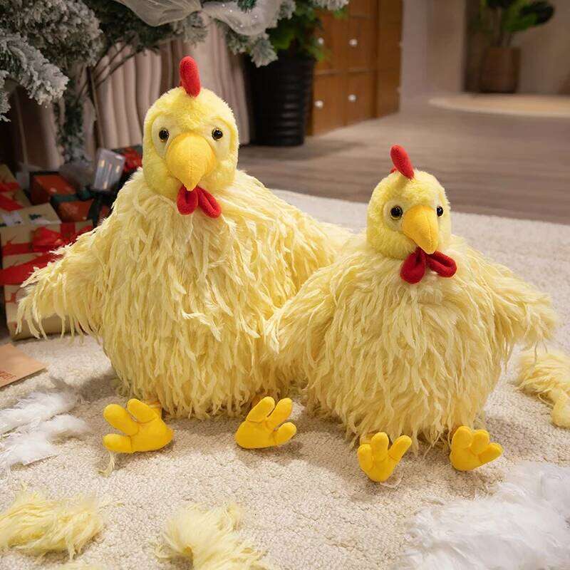 28cm Fluffy Rooster Plush Long-Hair Cute Chicken Stuffed Animal, Super Soft Kawaii Birthday Gift for Kids&Farm Lovers Home Decor R260908 - view 4