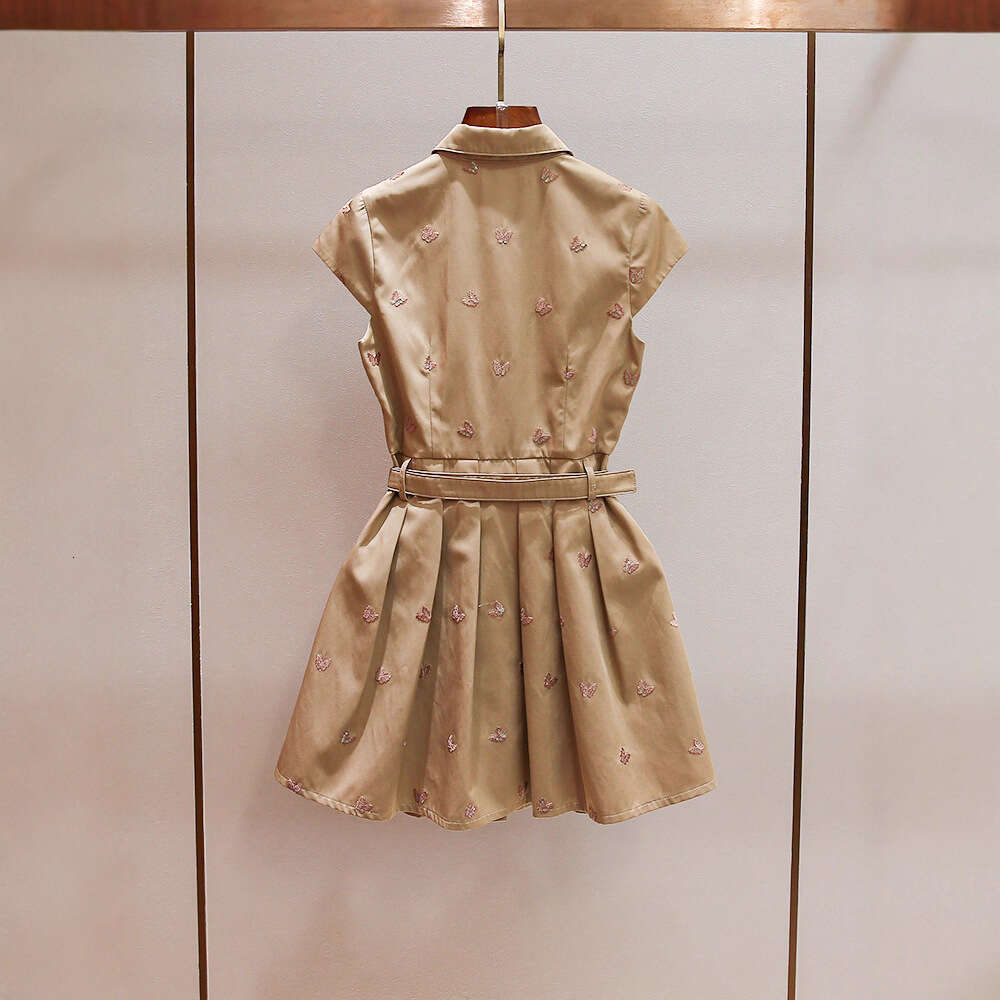 2026 High end Women's Autumn New Small Fragrant Bow Embroidered A-line Waist Dress