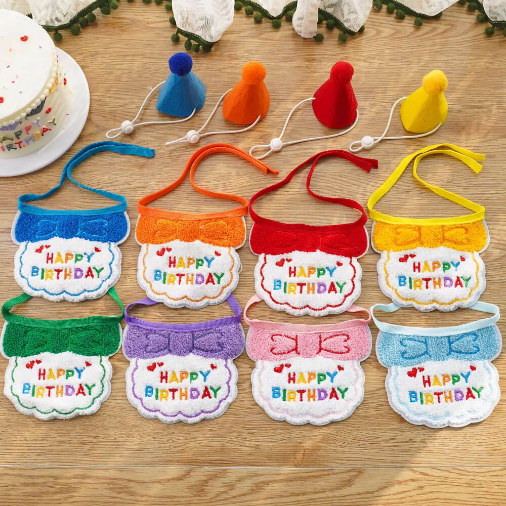 Famous brand Pet Ins Style Birthday Bib Scarf Cat Hat Cross Border Dog Decoration Supplies Wholesale pupakaIK