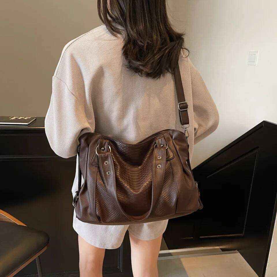 Alligator Capacity Black Shoulder Bags For Women Large Shopper Soft Pu Leather Crossbody Handbag Lady Travel Tote Bag XJ260306