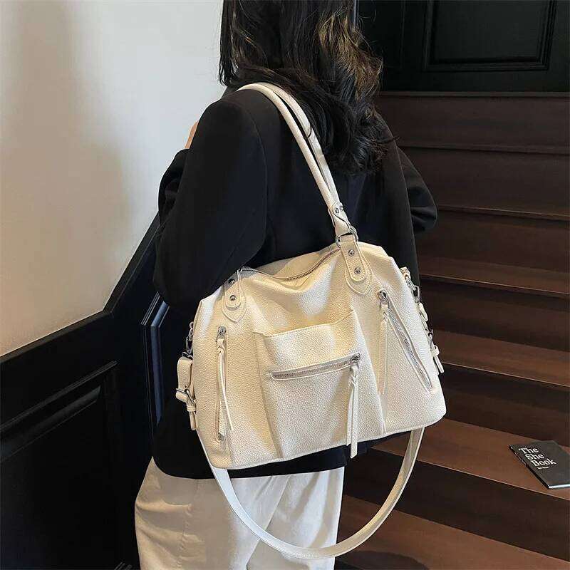 2025 New Sle Commuter Crossbody Handheld Armpit Soft Large Capaci American Retro Leather Tote Bag XJ260306 - view 3