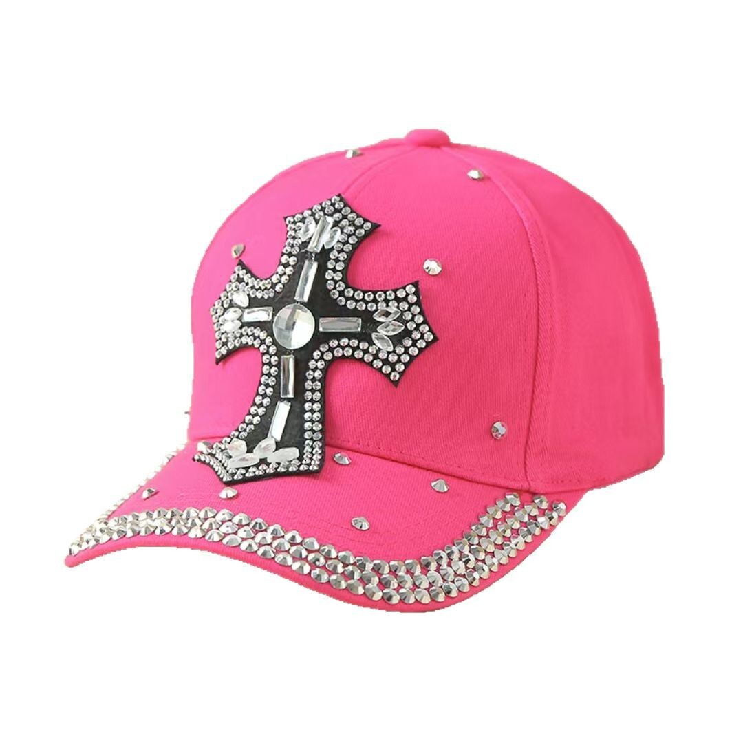 2026 New Designer Luxury Brand Diamond-encrusted Cross Baseball Cap Made Of Pure Cotton With Curved Brim For Sun Protection Women's Beanie Hat Wi