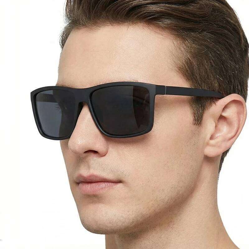 Classic Black Square Polarized Sunglasses Men Fashion Mirror Blue Sun Glasses Unisex Vintage Anti Glare Driving Shades UV400 Z260306