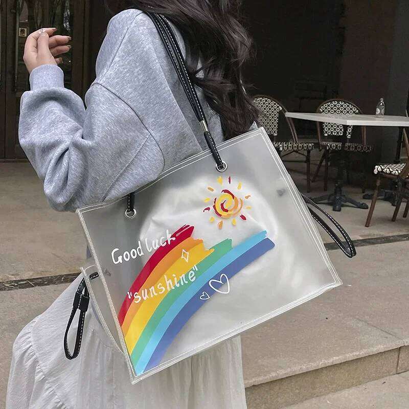 Large Capacity Fashionable PVC Transparent Jelly Sweet Girl Trendy Versatile Tote Bag for Women XJ260306