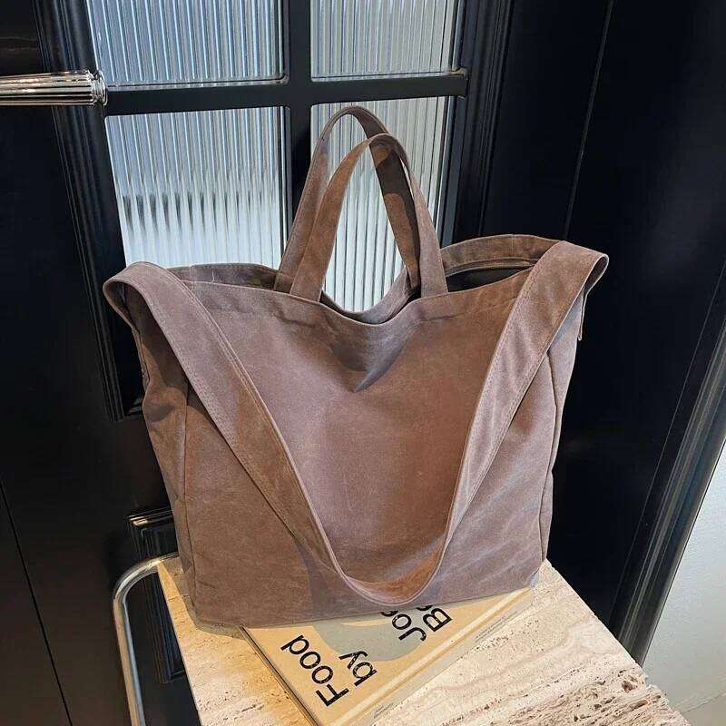 Large Capacity Velvet 2024 Hot Selling Tote Zipper Solid Color Popular Fashion Handbag Soft Simple Commuting Shoulder Bag XJ260306