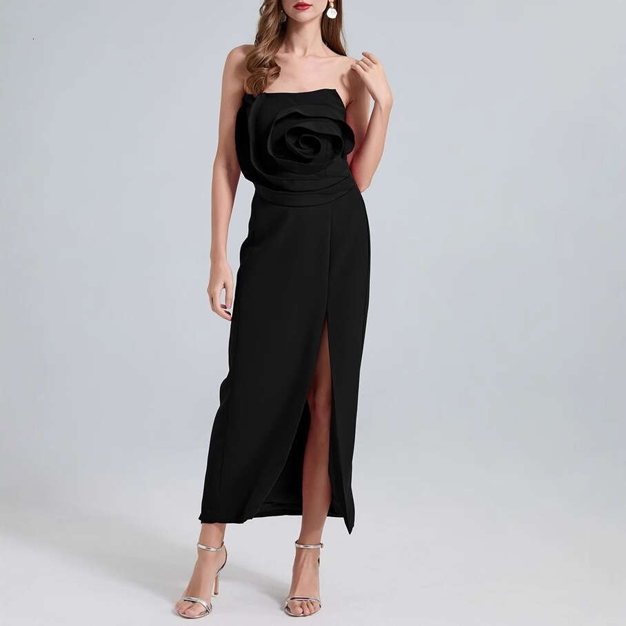 2026 Spring and Summer New Fashionable European and American Niche Sexy Strapless with 3D Flower Design Tight corset and Narrow Skirt