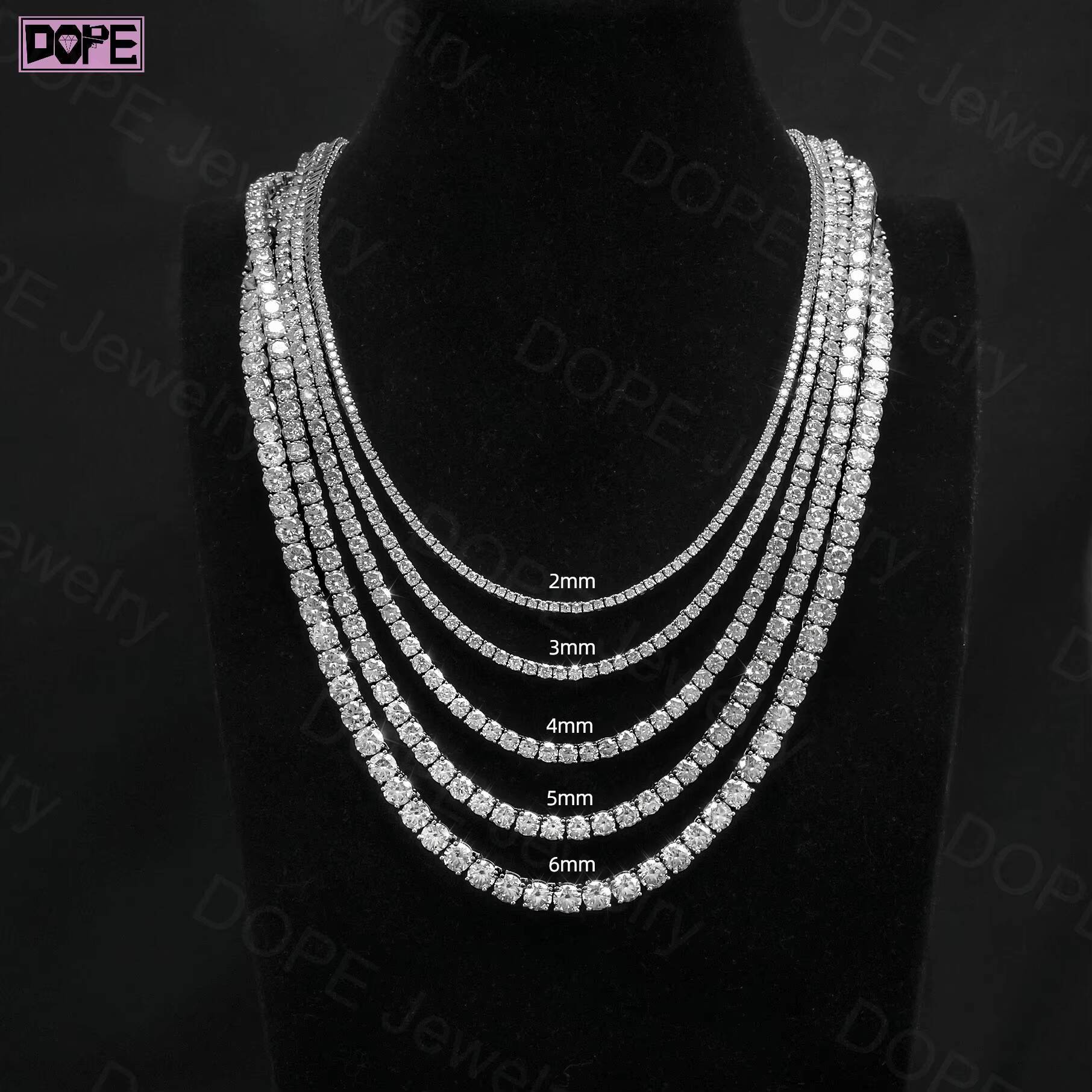 2mm 3mm Diamond Chain Necklace Bracelet 925 Silver CVD Real VVS Lab Grown Diamond IGI Certified Tennis Chain